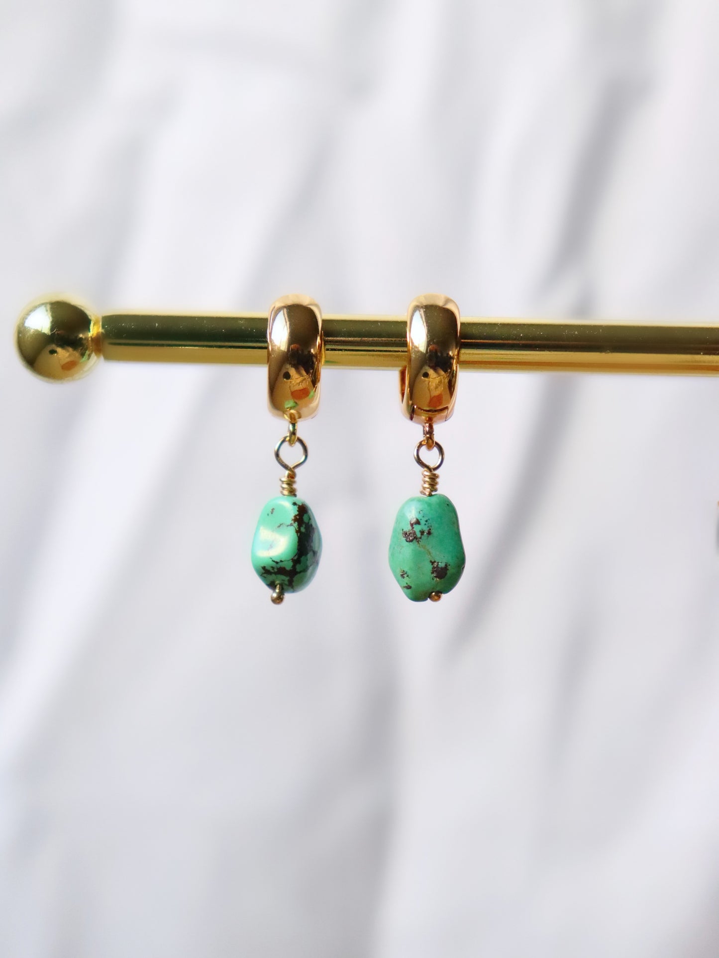 Tibetan Turquoise Wide Hoop Earrings - Milaya