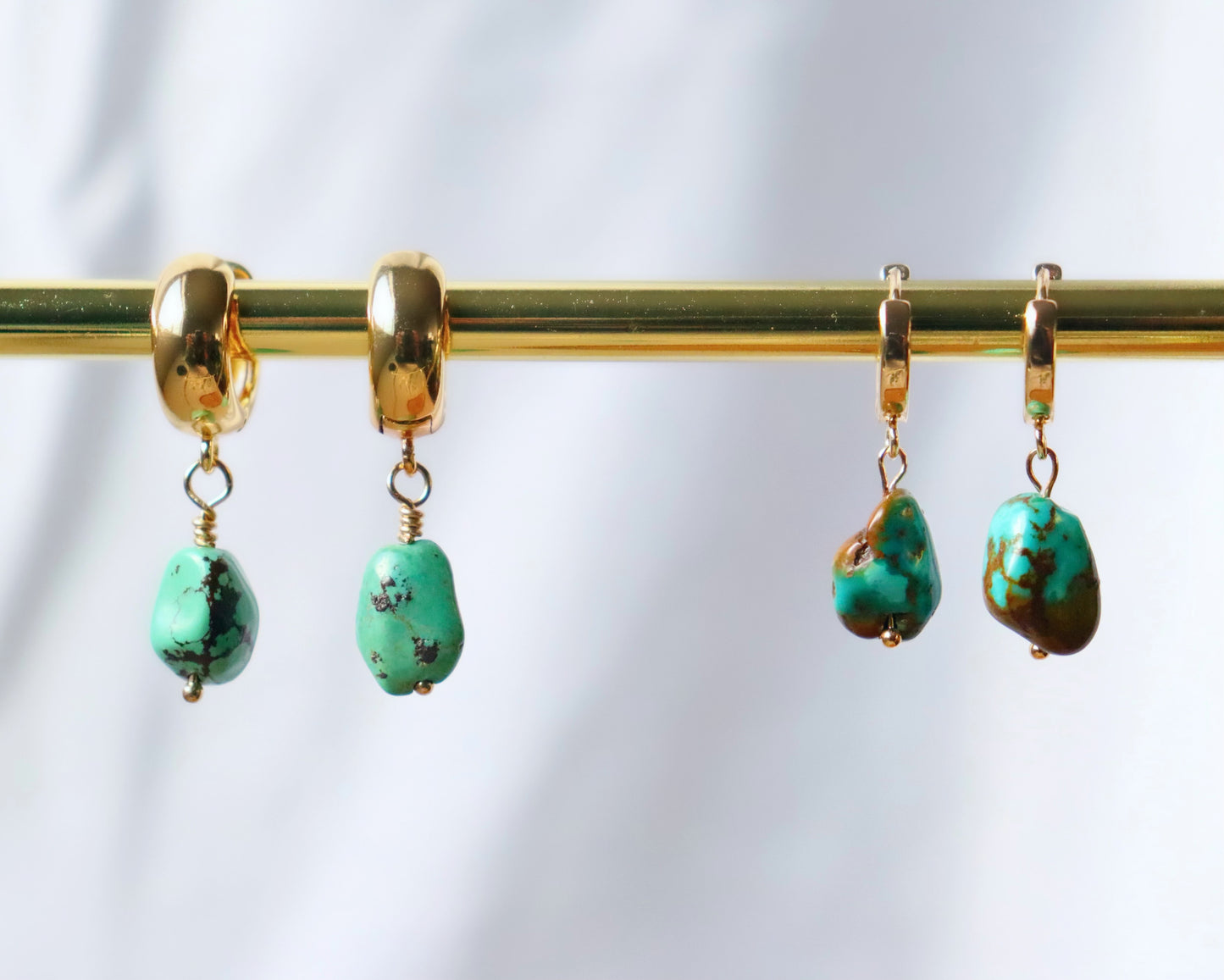 Tibetan Turquoise Thin Hoop Earrings - Milaya